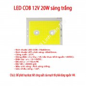 Chip LED COB siêu sáng 12V 20W sáng trắng